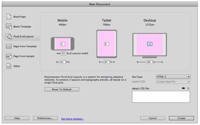 responsive design in Dreamweaver